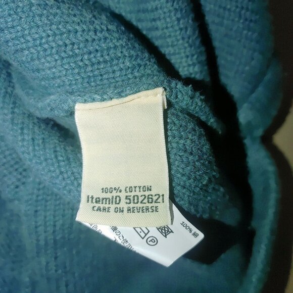 XL Sweater Teal L.L.Bean Womens  Cotton Cable Knit Turtleneck - Picture 4 of 10